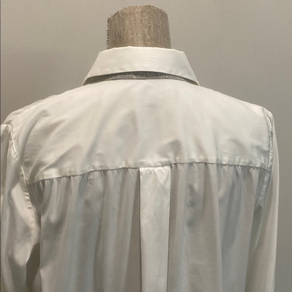 Lafayette 148 New York White Long Cotton Blouse Split Sides Size large - Picture 13 of 16